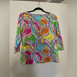 J. McLaughlin Bright Modern‎ Paisley Signature Tee M